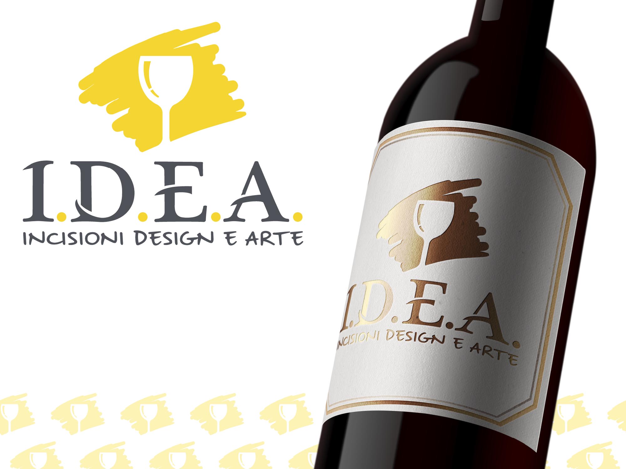 Logo e etichetta per bottiglie di vino della ditta I.D.E.A. di Trieste