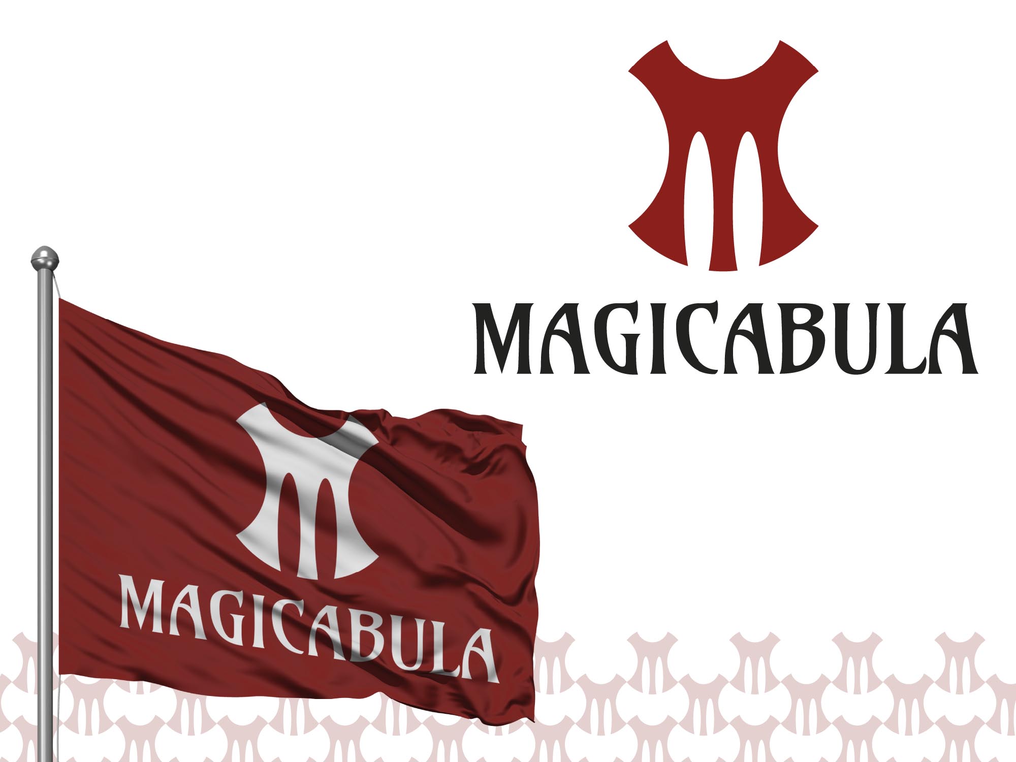 Logo e bandiera col logo della compagnia di rievocazione storica Magicabula